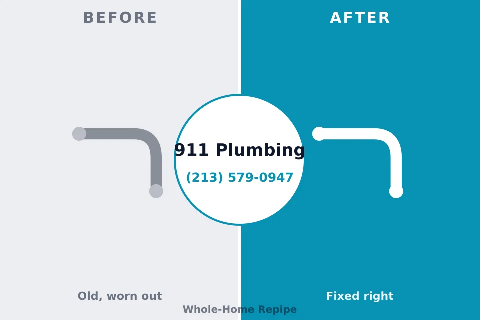 Before and after: plumbing repair English Creek, NJ